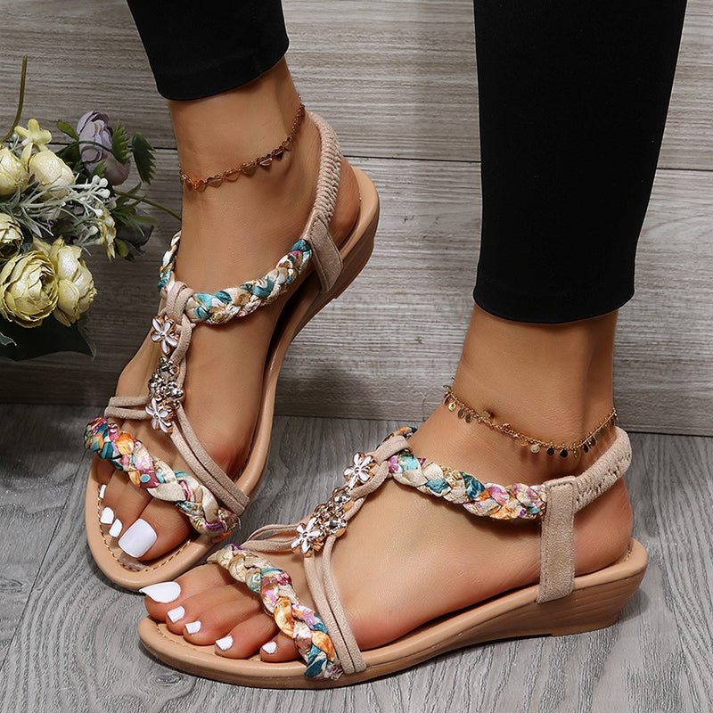 Women's Retro Floral Wedge Sandals Klara