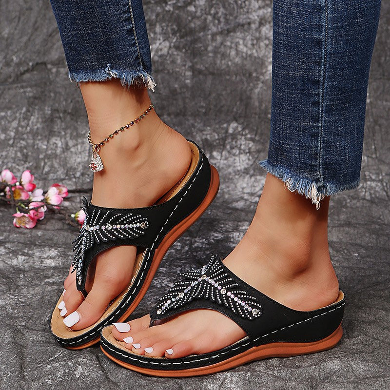 Women's Rhinestone Embellished Platform Slippers Klara
