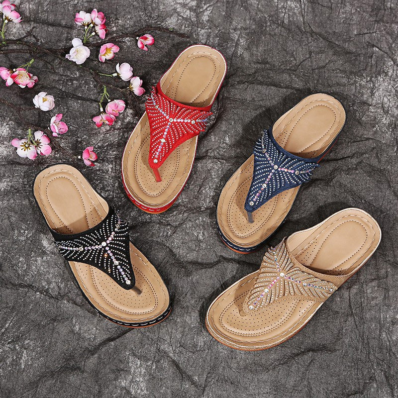 Women's Rhinestone Embellished Platform Slippers Klara