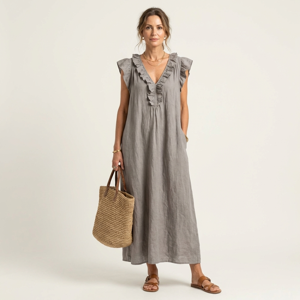 Women's Ruffled Lightweight Midi Dress Klara