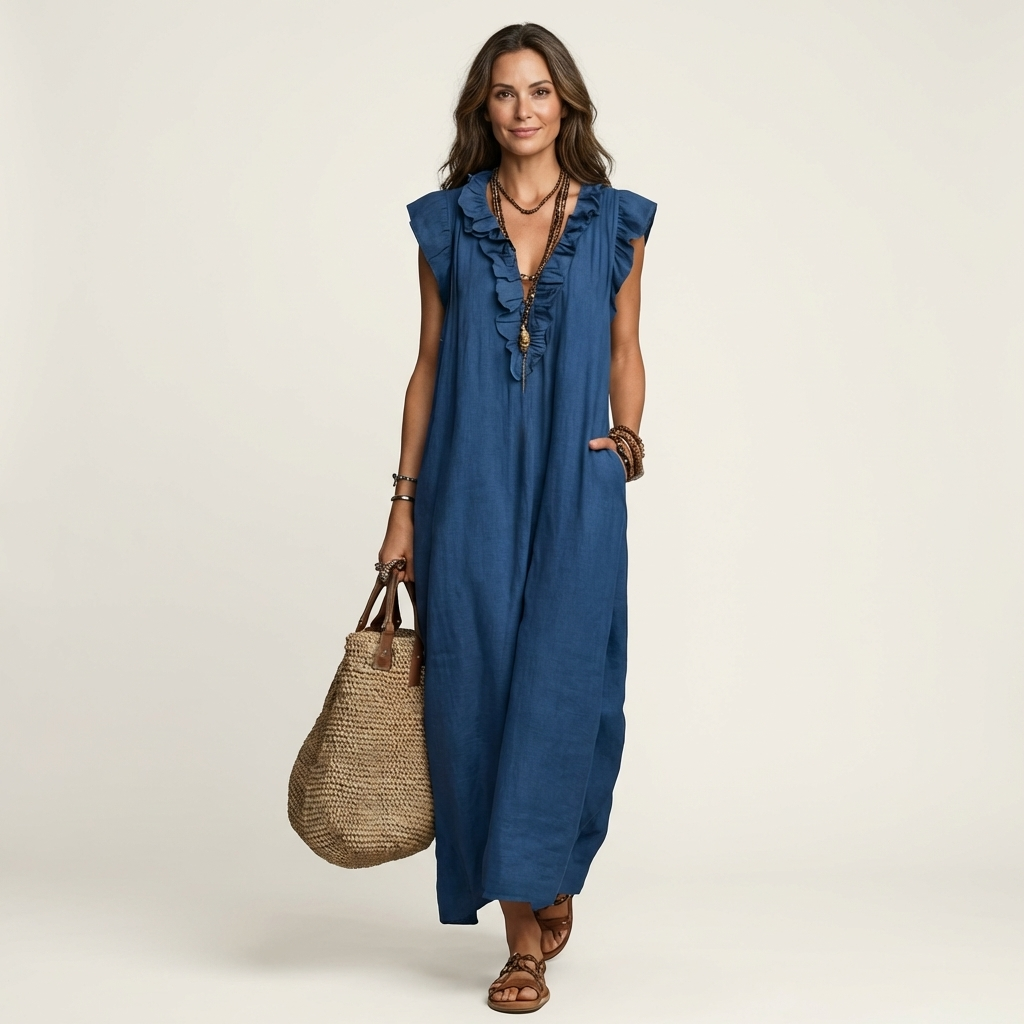 Women's Ruffled Lightweight Midi Dress Klara
