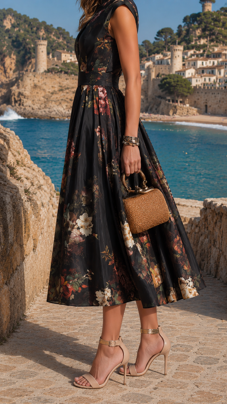 Women's Satin Pleated Midi Dress Klara