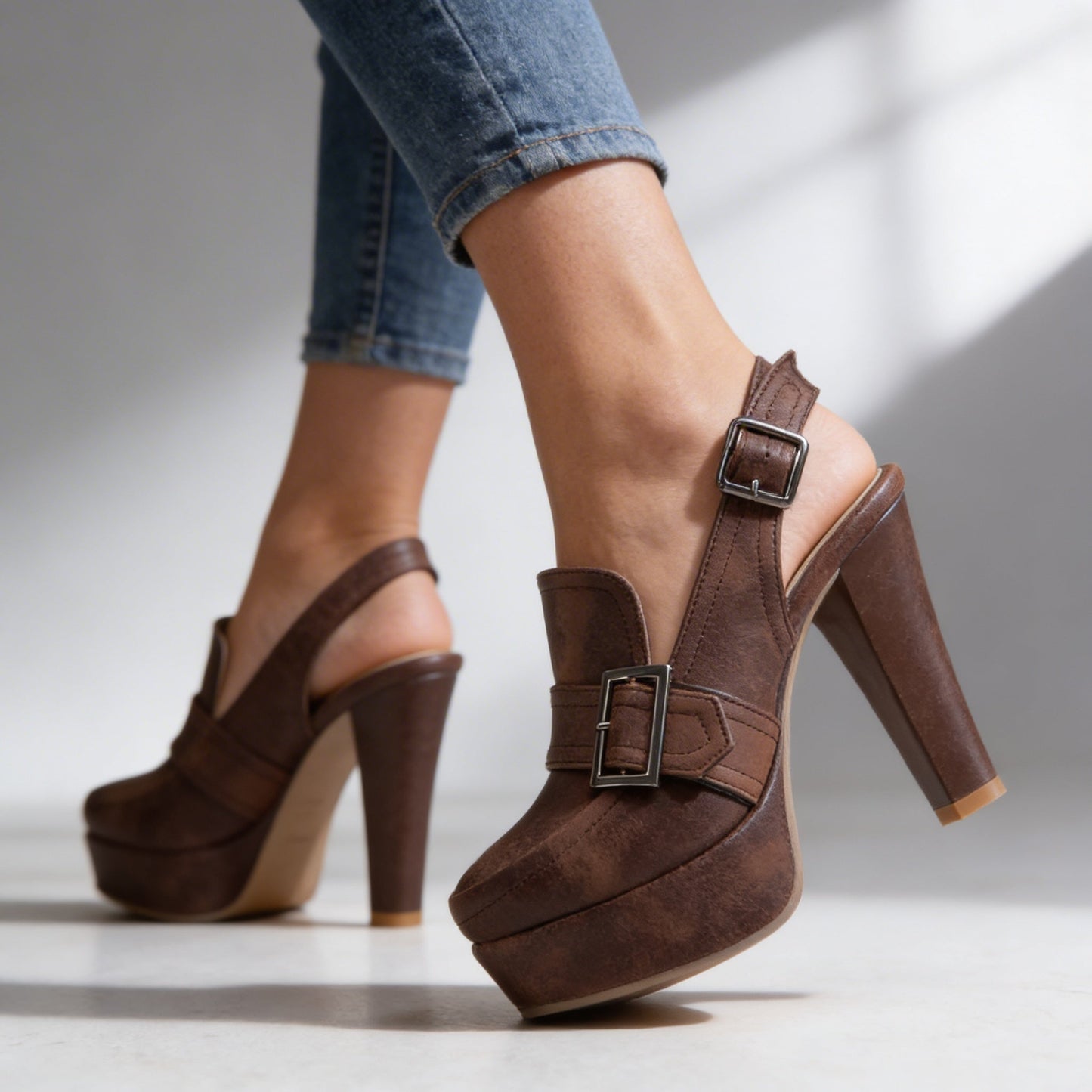Women's Smooth Upper Slingback Heels Klara