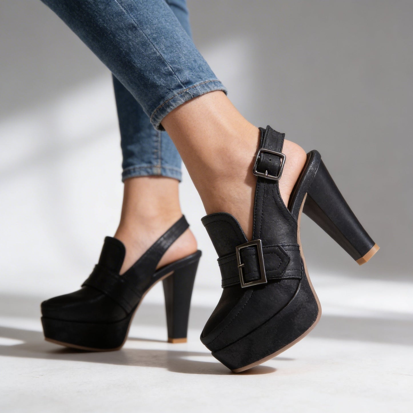 Women's Smooth Upper Slingback Heels Klara