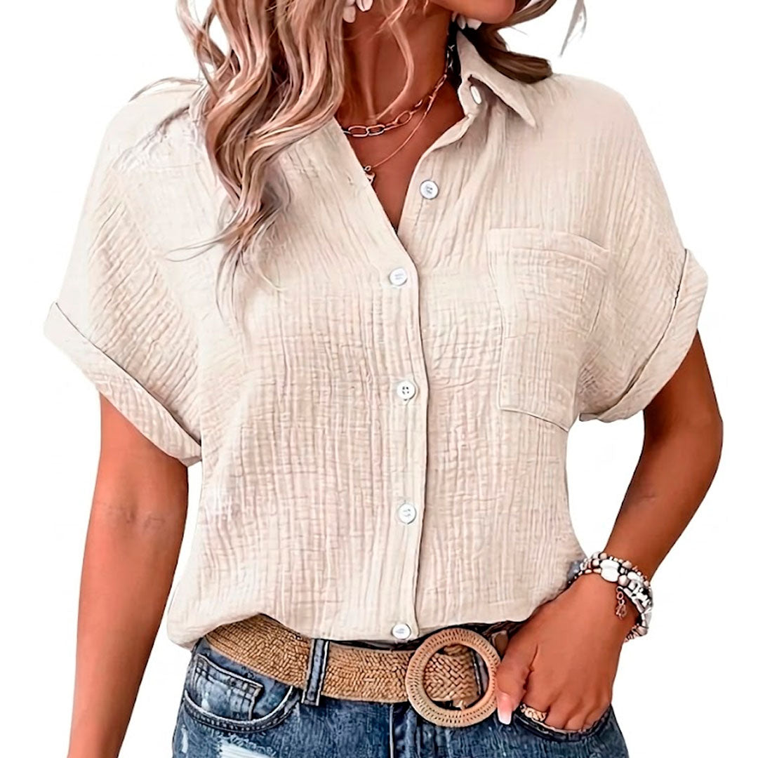 Women's Soft Cotton Muslin Long Sleeve Blouse Klara