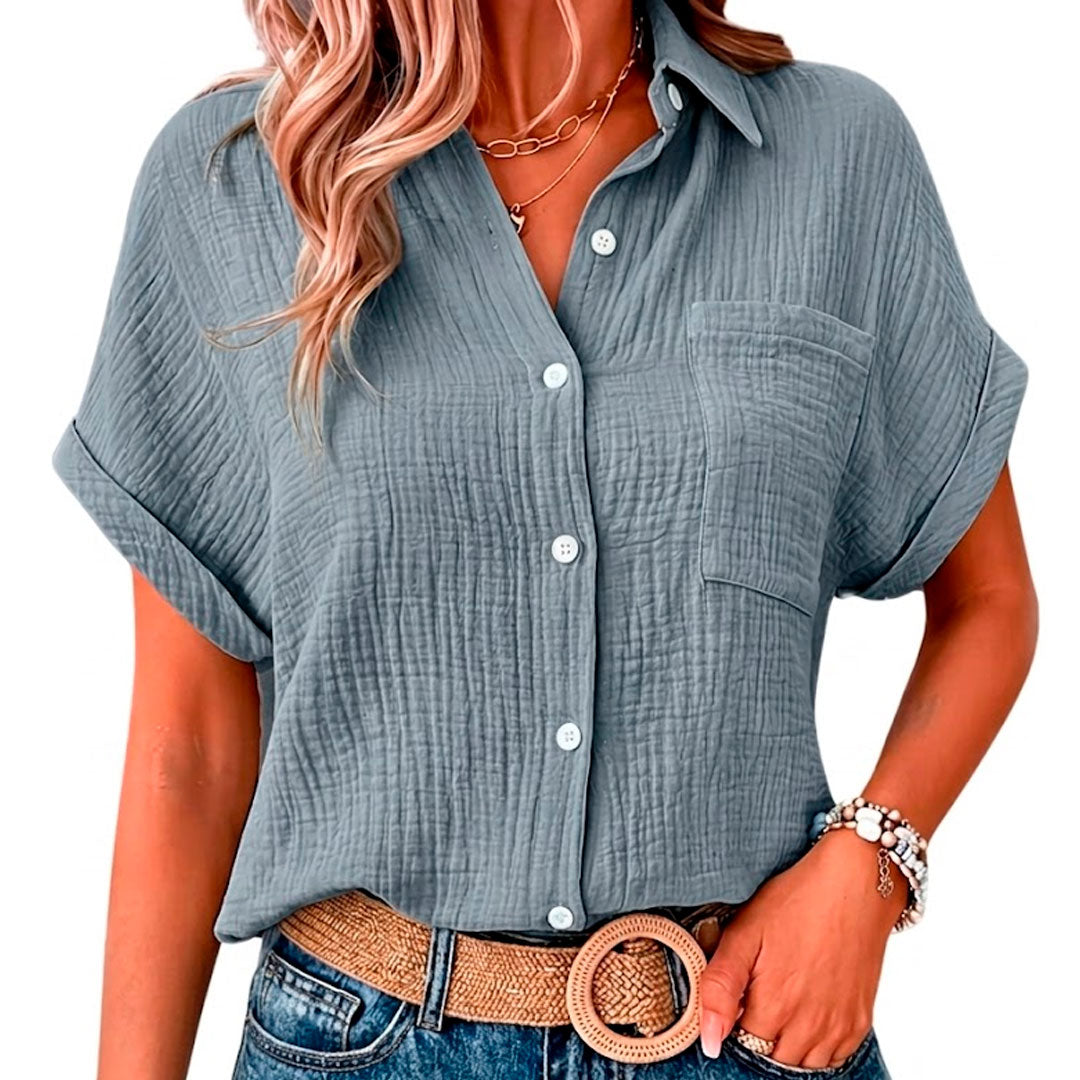 Women's Soft Cotton Muslin Long Sleeve Blouse Klara