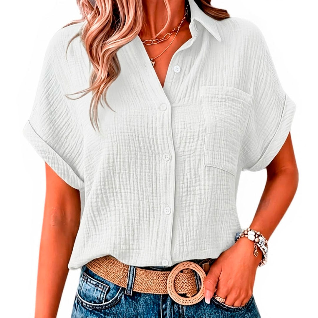 Women's Soft Cotton Muslin Long Sleeve Blouse Klara