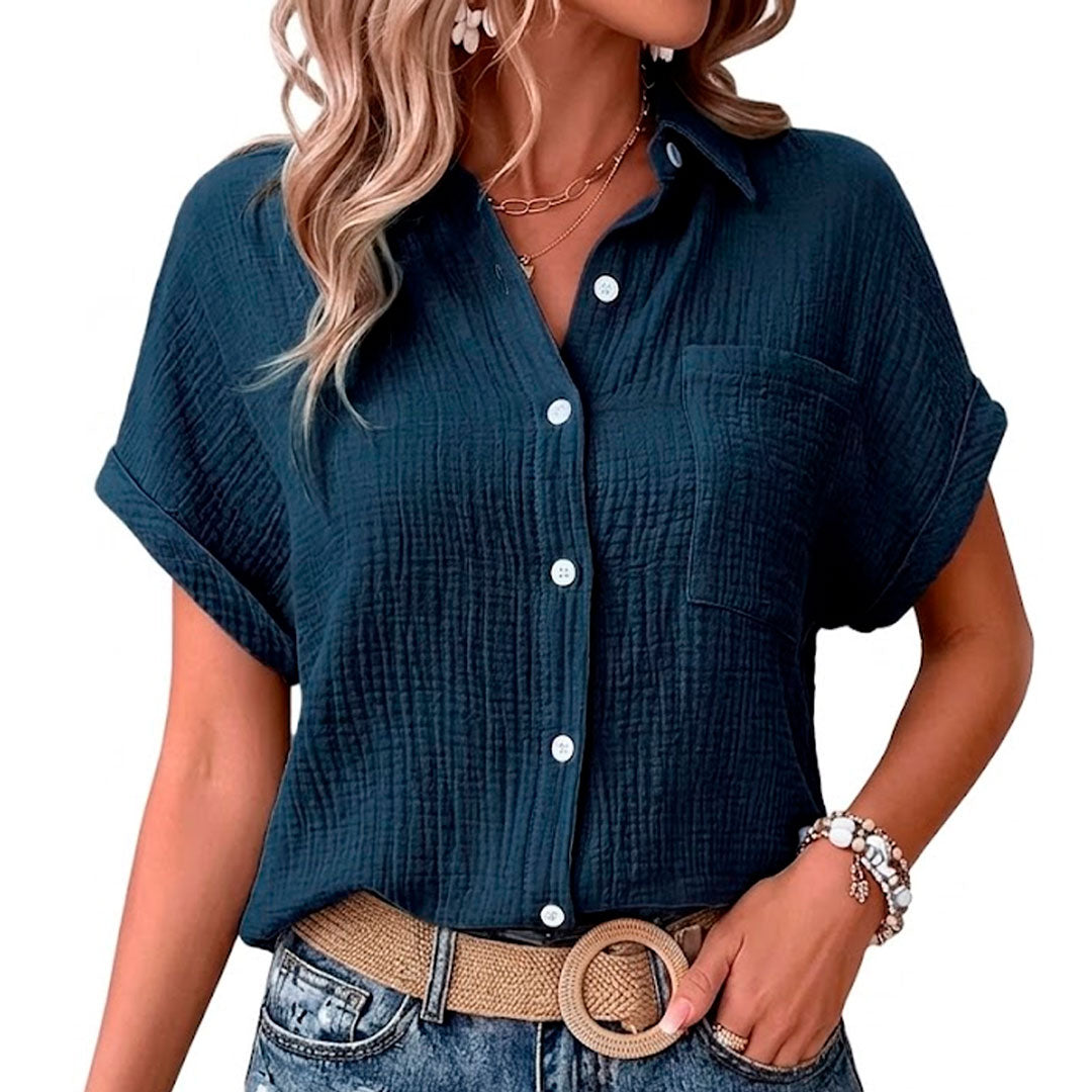 Women's Soft Cotton Muslin Long Sleeve Blouse Klara