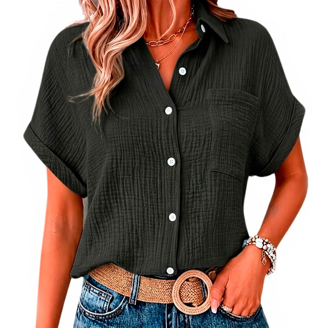 Women's Soft Cotton Muslin Long Sleeve Blouse Klara