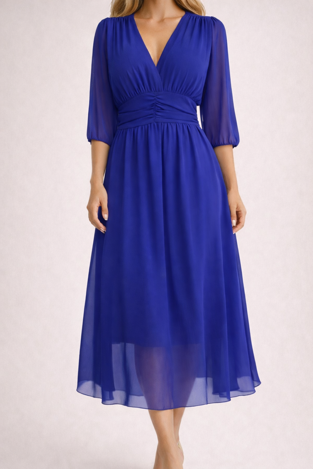 Women's Soft Flowing Wrap Midi Dress Klara