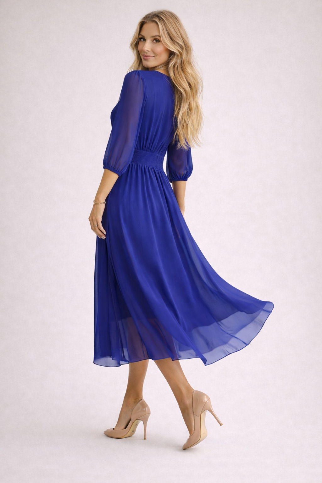 Women's Soft Flowing Wrap Midi Dress Klara