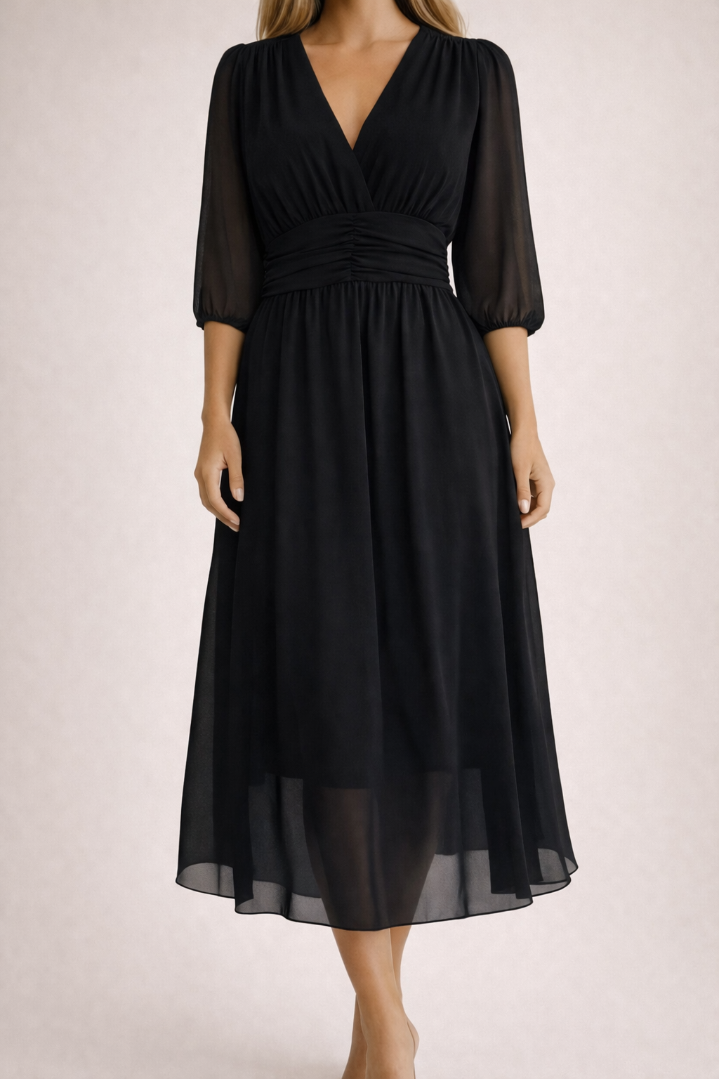 Women's Soft Flowing Wrap Midi Dress Klara