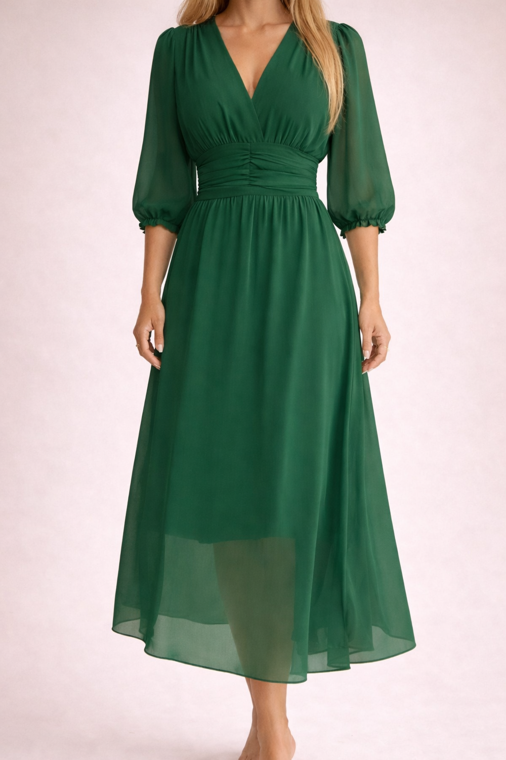 Women's Soft Flowing Wrap Midi Dress Klara