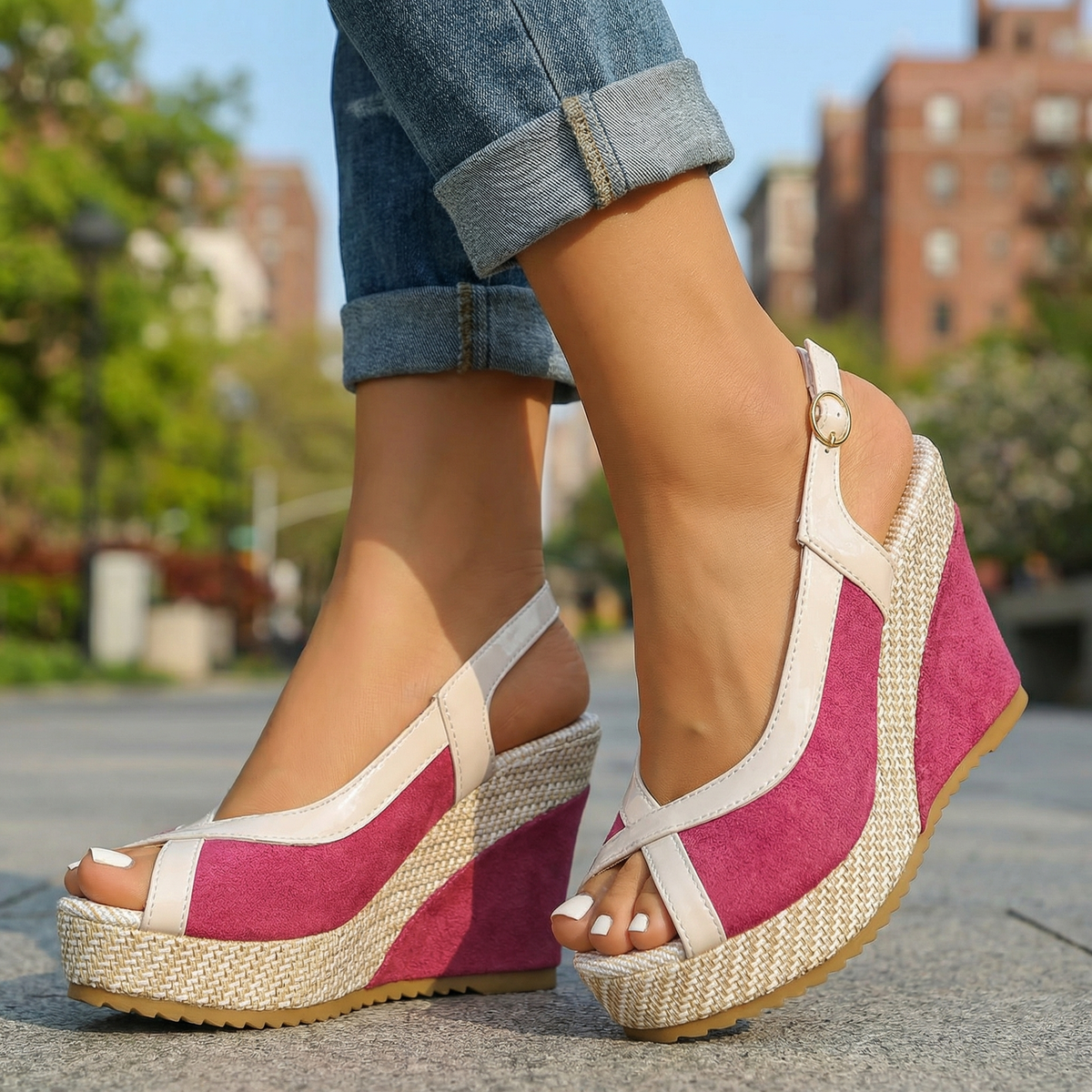 Women's Soft Structured Slingback Wedge Sandals Klara