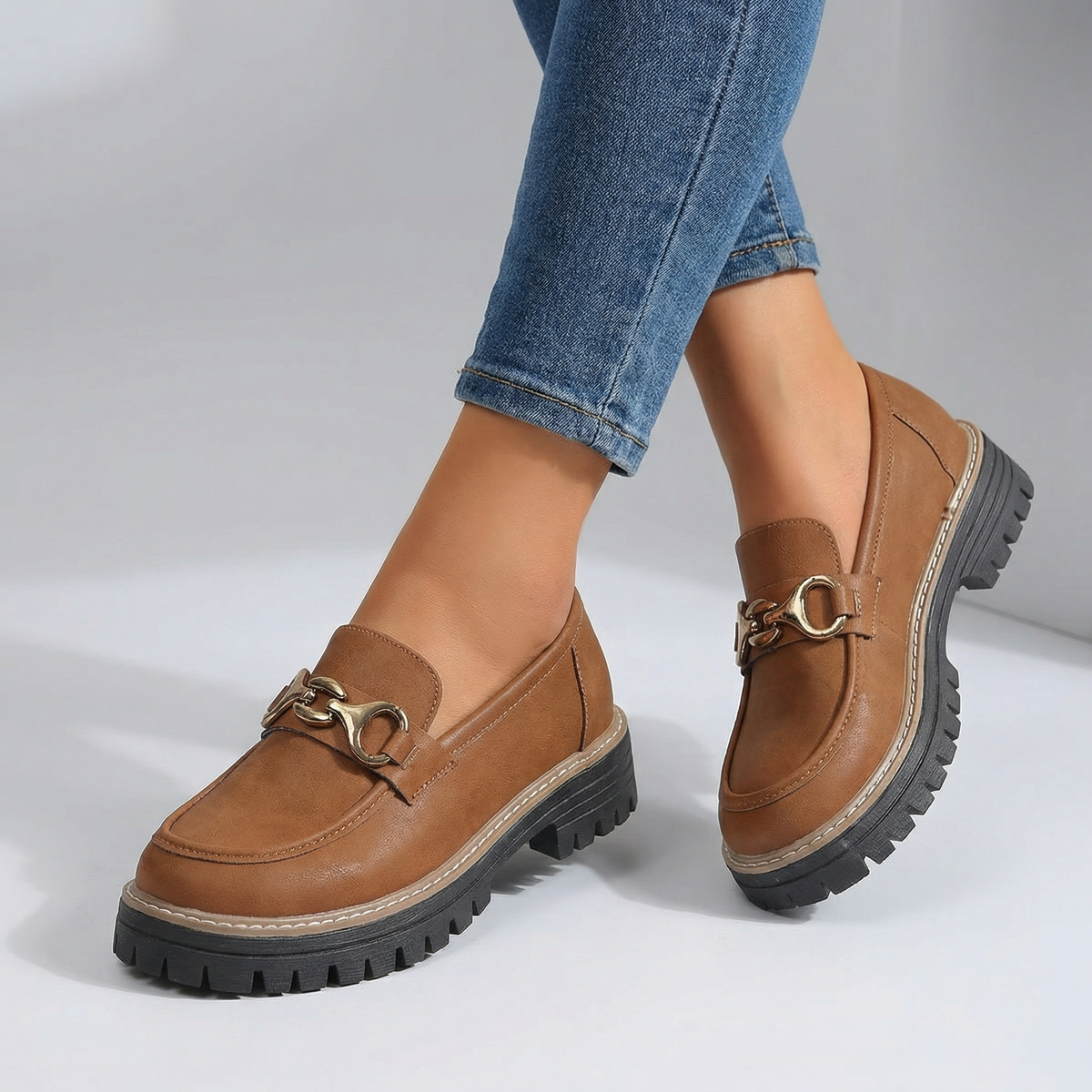 Women's Soft Suede Buckle Accent Loafers Klara