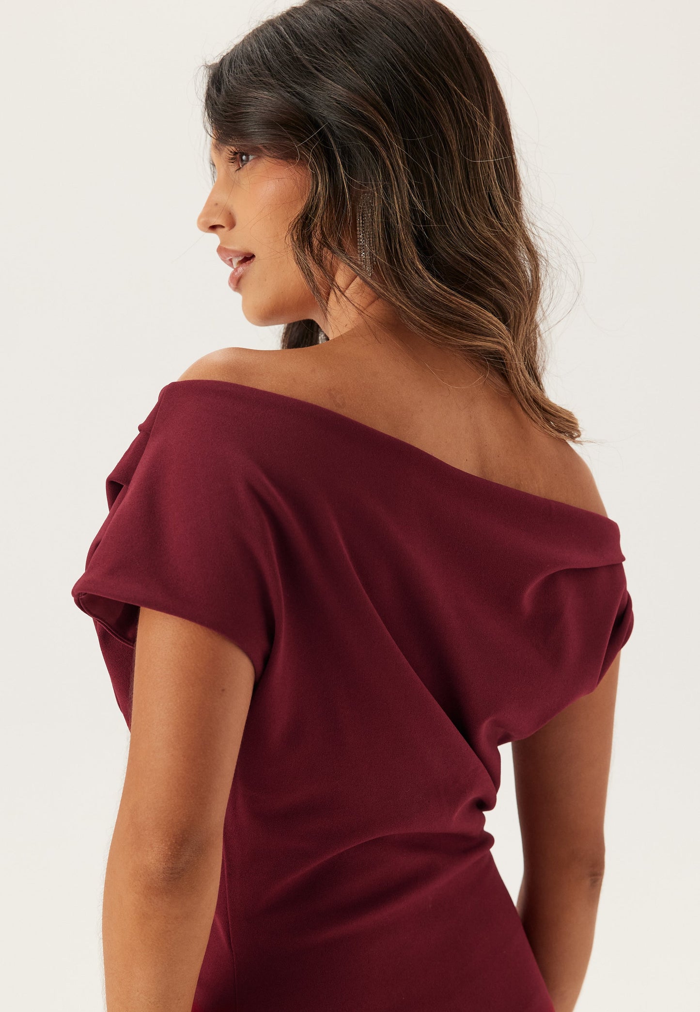 Women's Stretch Jersey Asymmetrical Neckline Maxi Dress Klara