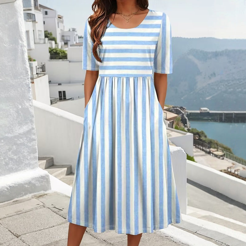Women's Striped Cotton-Blend Midi Dress Klara