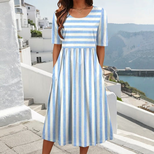 Women's Striped Cotton-Blend Midi Dress Klara