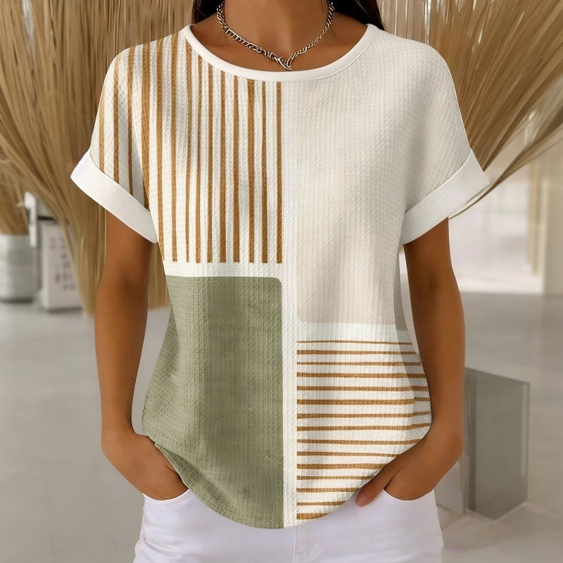 Women's Striped Cotton-Polyester T-Shirt Klara