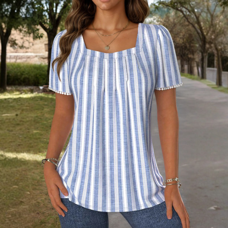Women's Striped Square Neck Blouse Klara