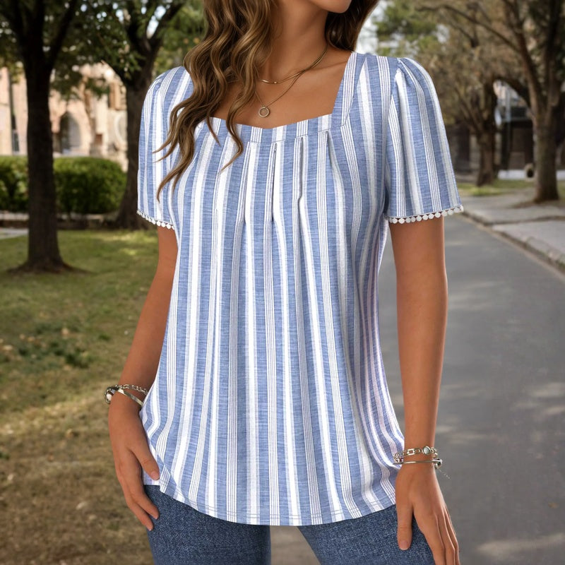 Women's Striped Square Neck Blouse Klara