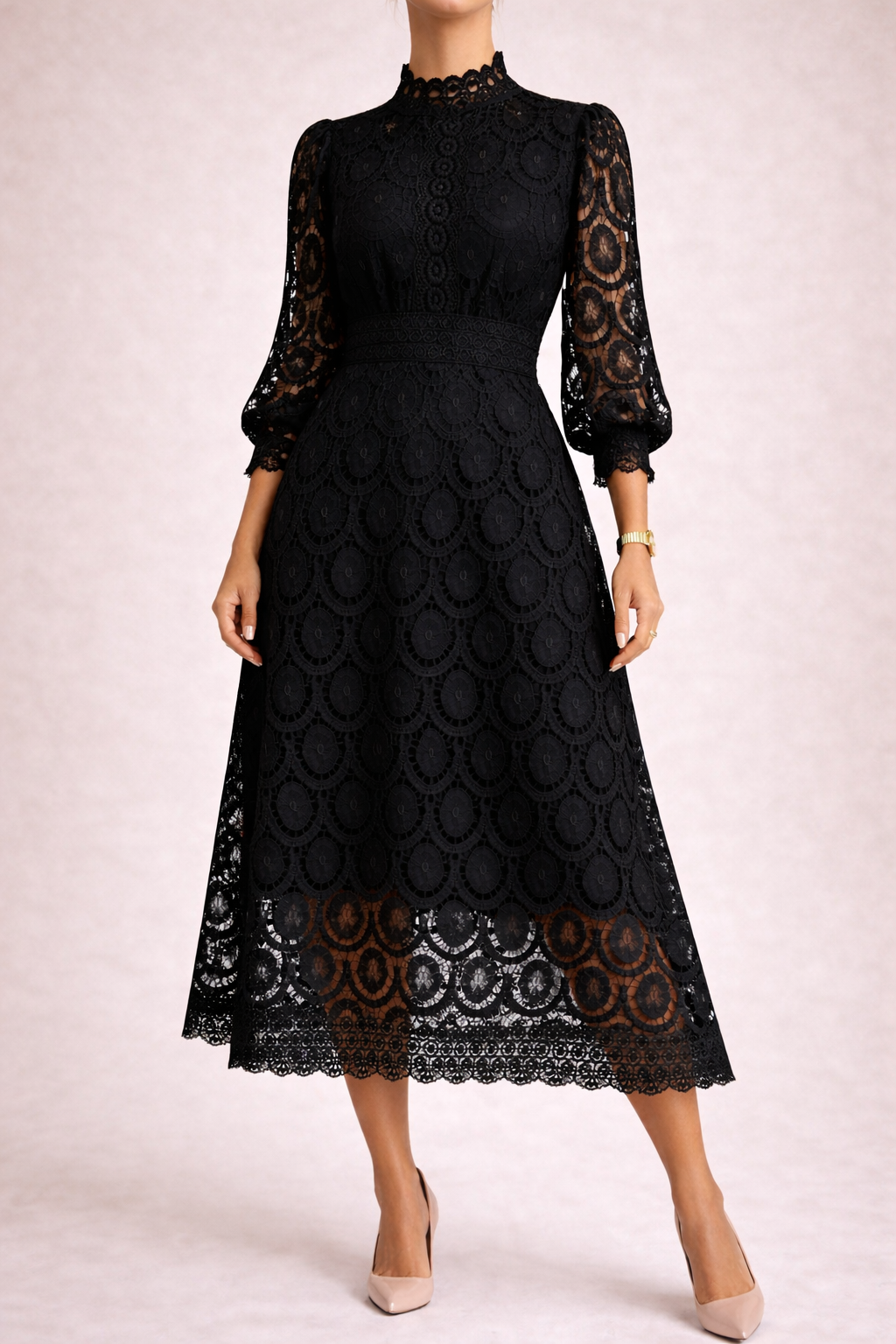 Women's Structured Lace Midi Dress Klara