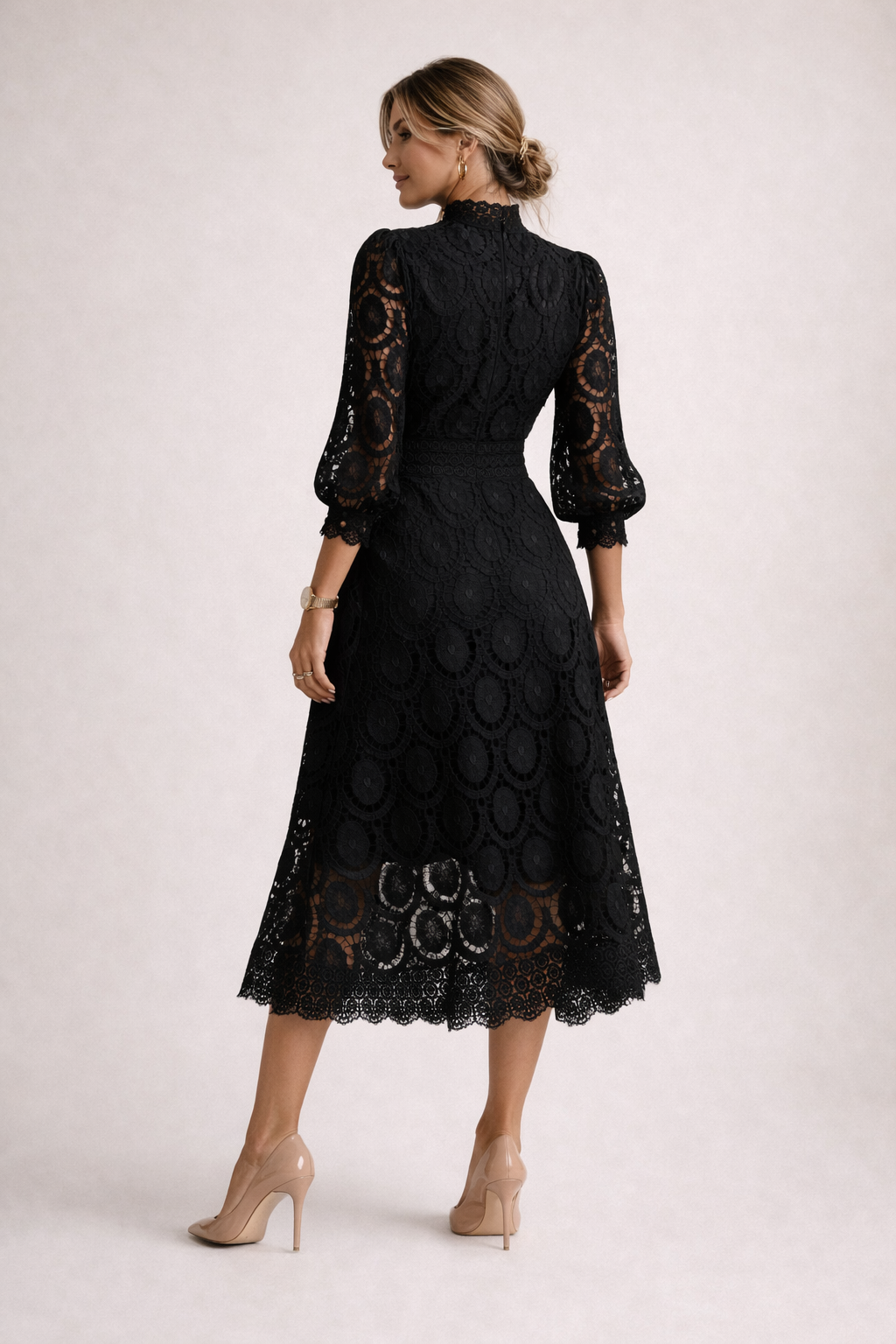 Women's Structured Lace Midi Dress Klara