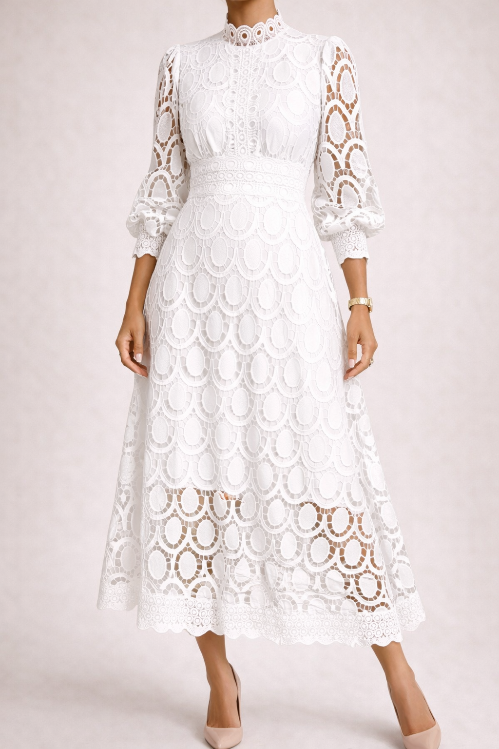 Women's Structured Lace Midi Dress Klara