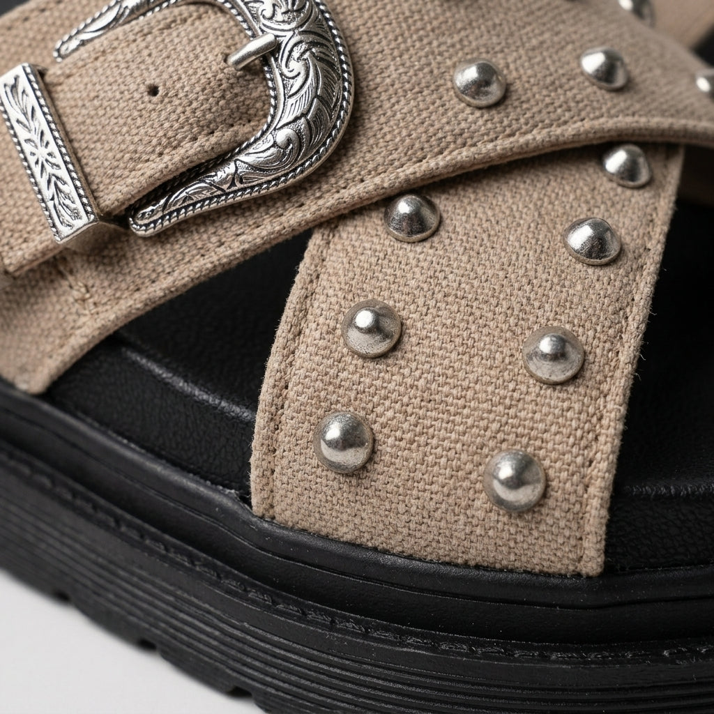 Women's Studded Crossover Mules Shoes Klara