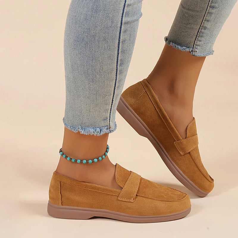 Women's Suede Round Toe Slip-On Shoes Klara