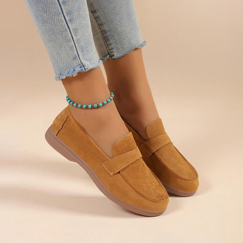 Women's Suede Round Toe Slip-On Shoes Klara