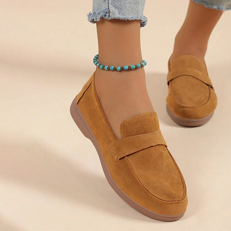 Women's Suede Round Toe Slip-On Shoes Klara