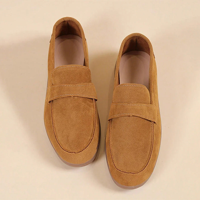 Women's Suede Round Toe Slip-On Shoes Klara