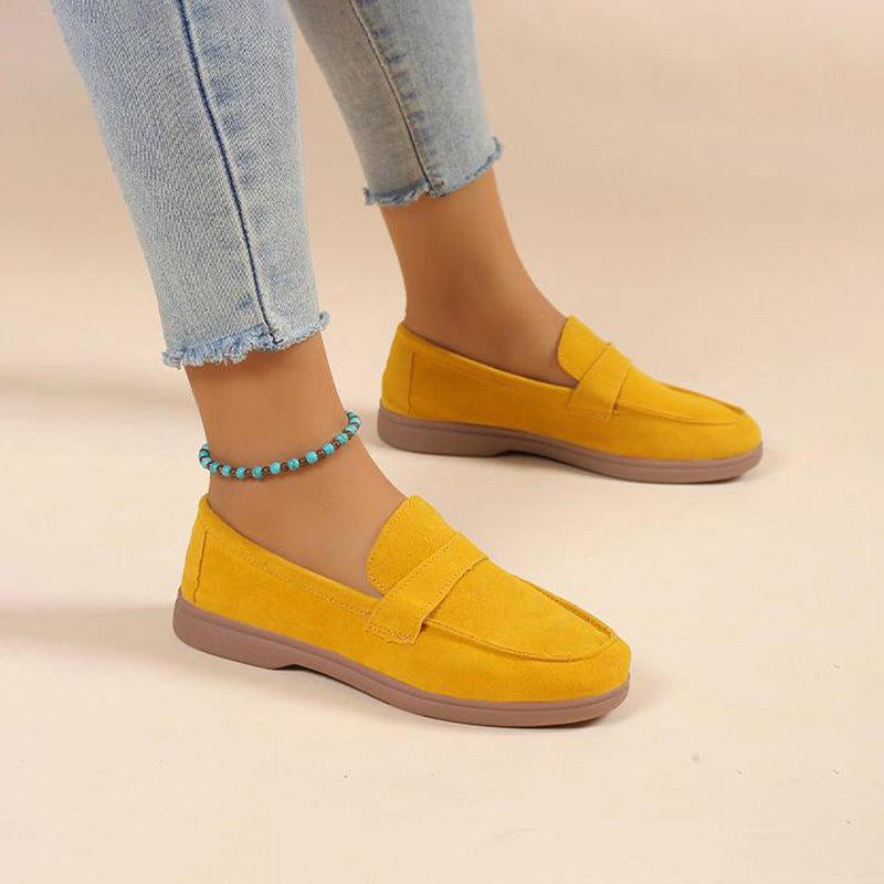 Women's Suede Round Toe Slip-On Shoes Klara