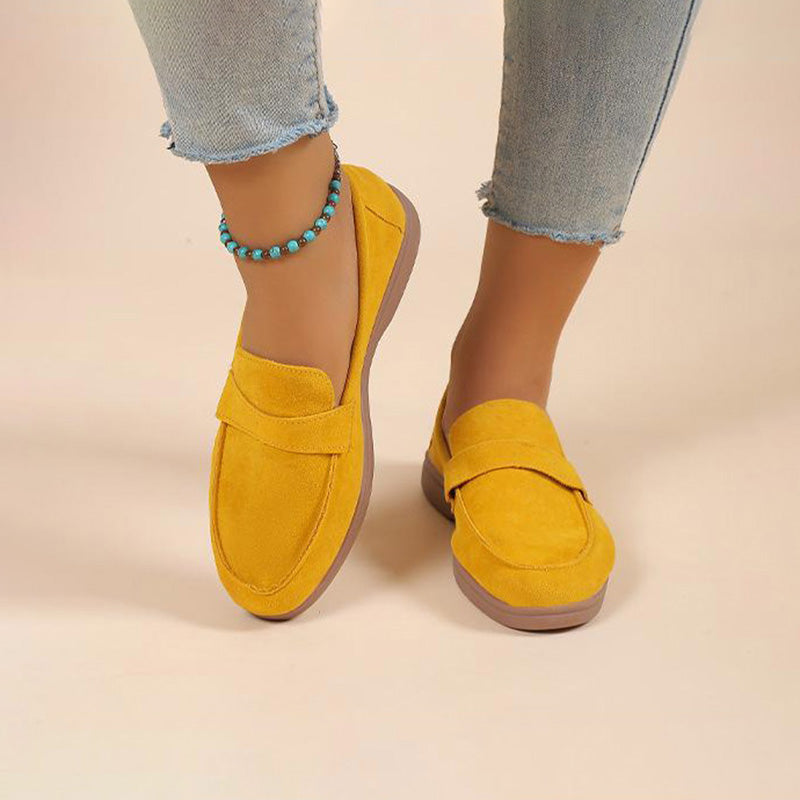 Women's Suede Round Toe Slip-On Shoes Klara