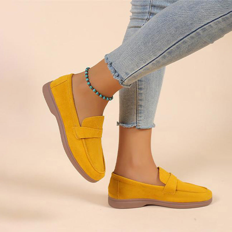 Women's Suede Round Toe Slip-On Shoes Klara