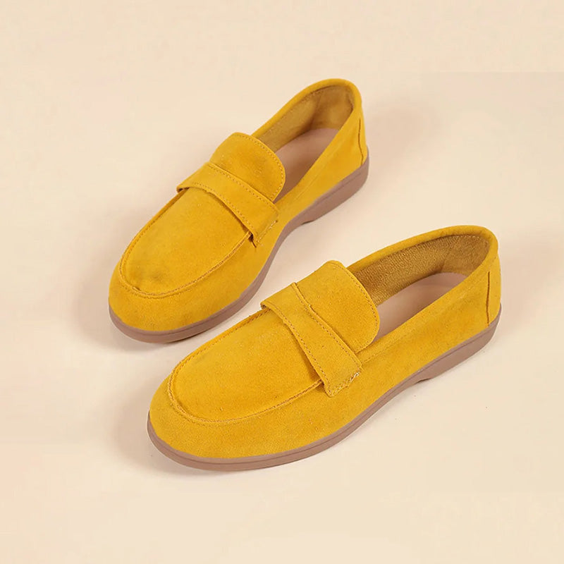 Women's Suede Round Toe Slip-On Shoes Klara