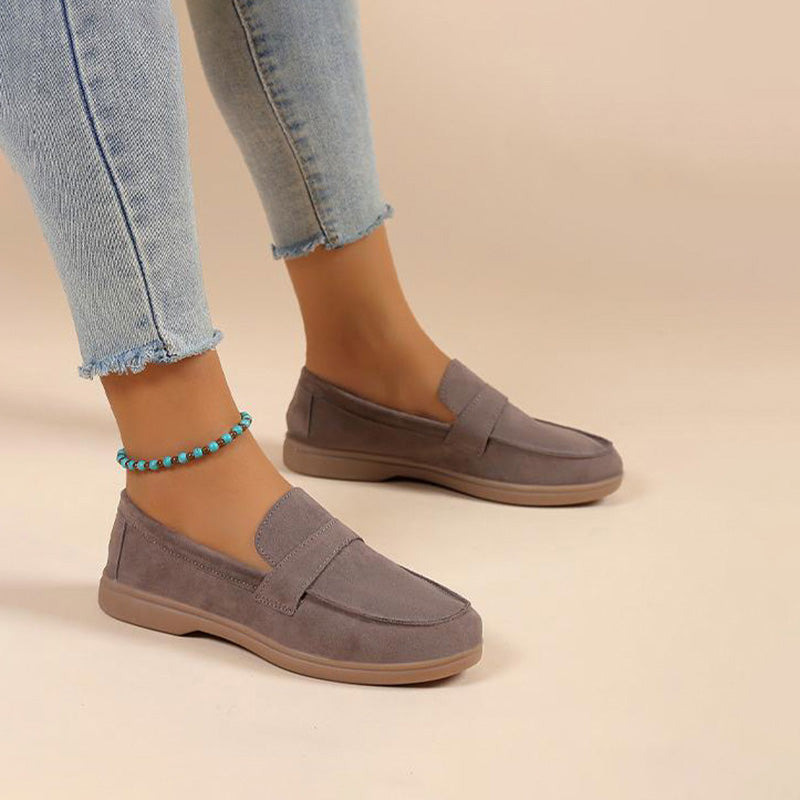 Women's Suede Round Toe Slip-On Shoes Klara