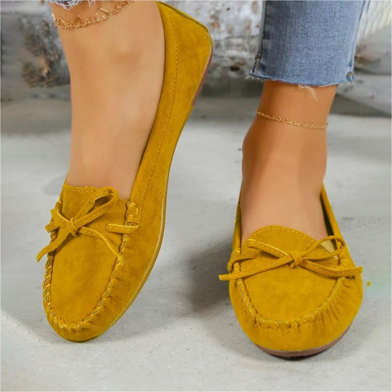 Women's Suede Slip-On Flats with Bow Klara