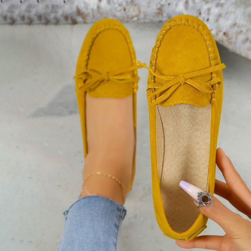 Women's Suede Slip-On Flats with Bow Klara