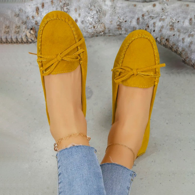Women's Suede Slip-On Flats with Bow Klara