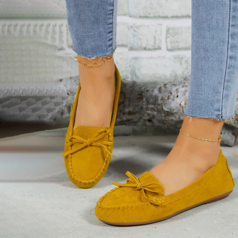 Women's Suede Slip-On Flats with Bow Klara