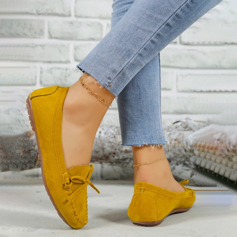 Women's Suede Slip-On Flats with Bow Klara