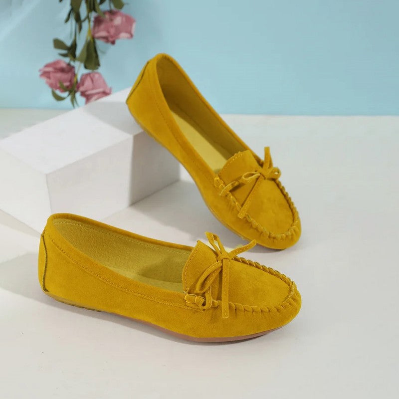 Women's Suede Slip-On Flats with Bow Klara