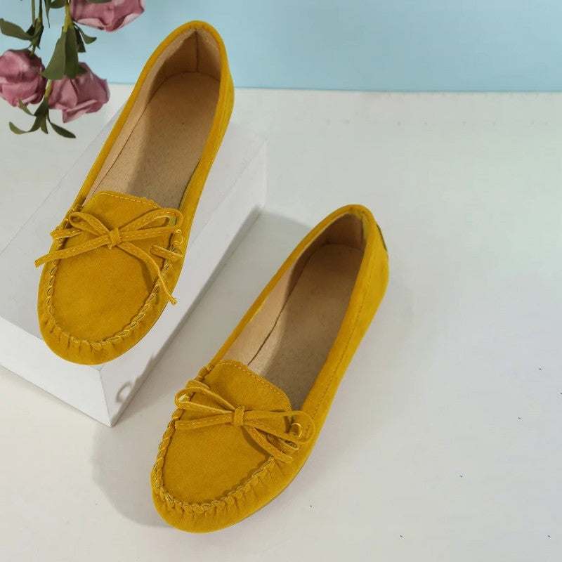 Women's Suede Slip-On Flats with Bow Klara