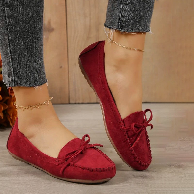 Women's Suede Slip-On Flats with Bow Klara