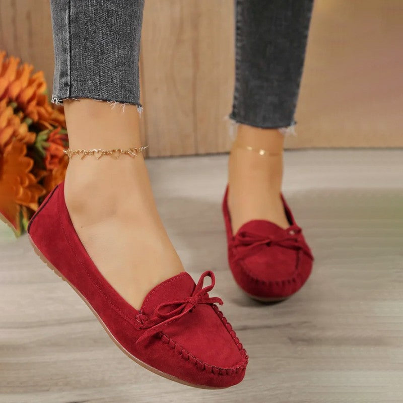 Women's Suede Slip-On Flats with Bow Klara