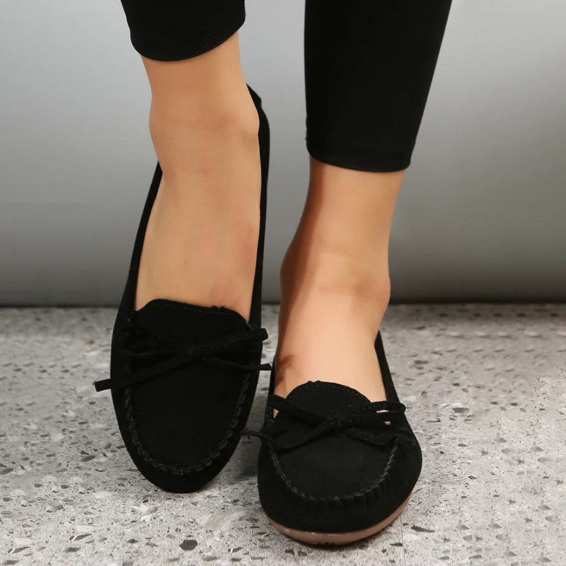 Women's Suede Slip-On Flats with Bow Klara