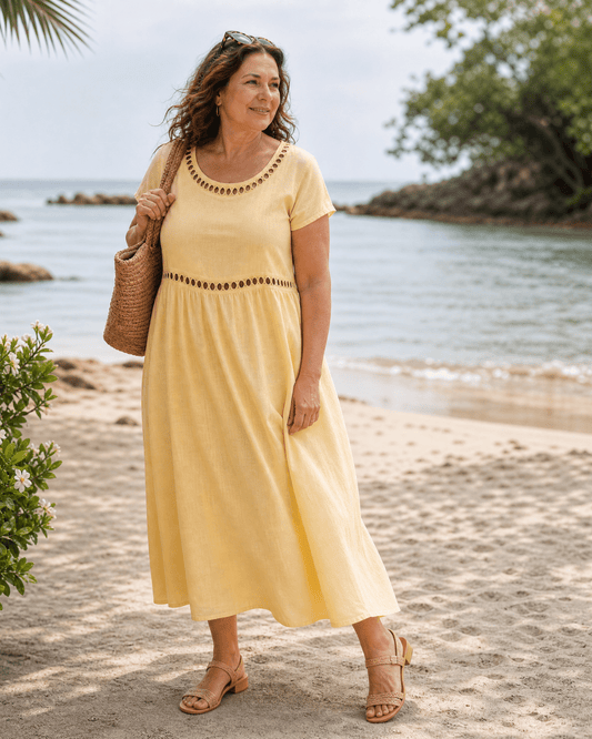Women's Textured Casual Knee-Length Dress Klara
