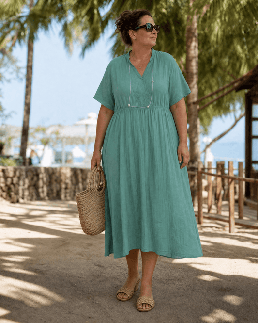 Women's Textured Midi Dress With Relaxed Silhouette Klara